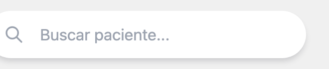 Barra de búsqueda con placeholder Buscar paciente, arriba a la derecha de la agenda.