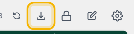 Barra de iconos con la flecha de descarga resaltada en amarillo.
