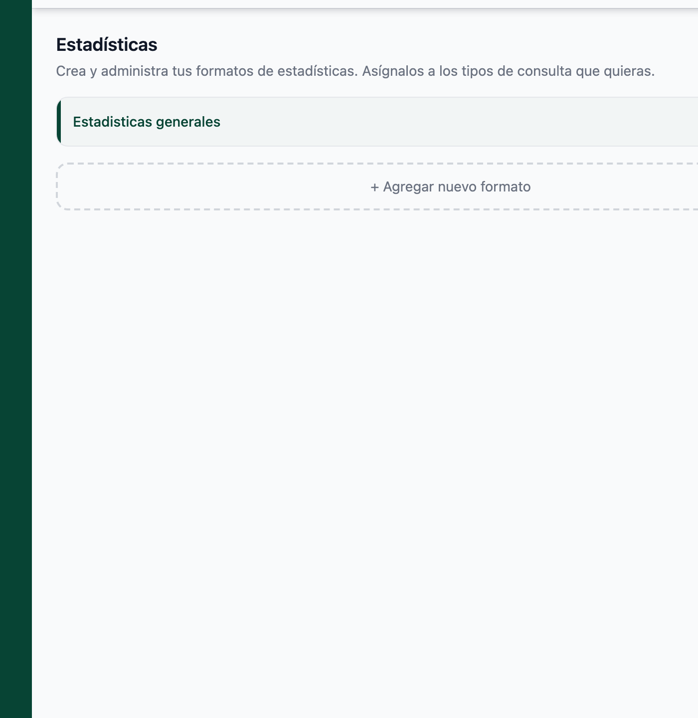 Lista de formatos con iconos de editar y eliminar.