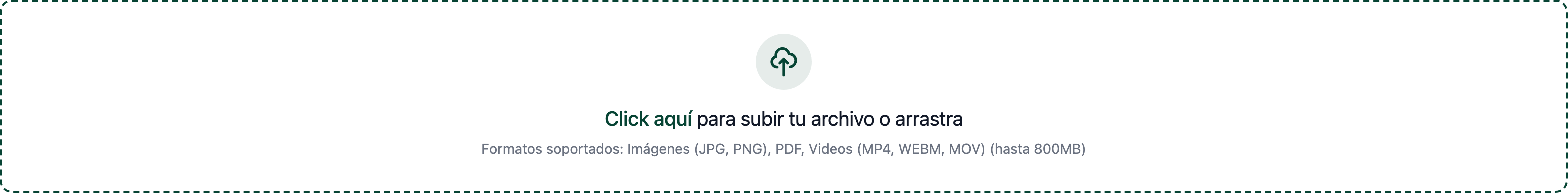 Zona punteada para subir archivos.