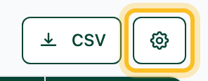 Icono Configurar columnas resaltado en amarillo, junto al botón CSV.